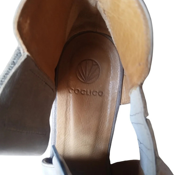 Coclico Neutral Tan Zephira Heeled Sandal Made in Spain Size 38 8 Stacked Heel - Picture 7 of 7